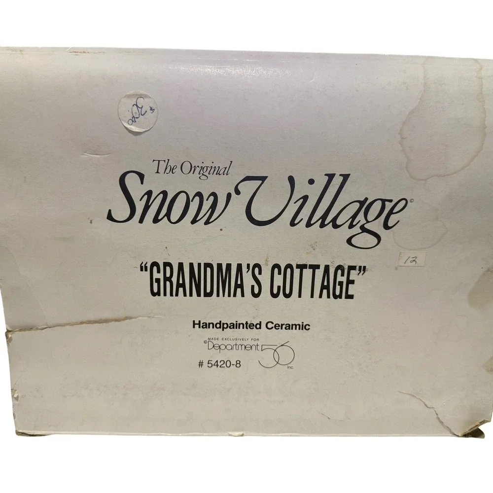 Vintage Dept. 56 Grandma's Cottage Snow Village Cord Bulb Box Sleeve Included
